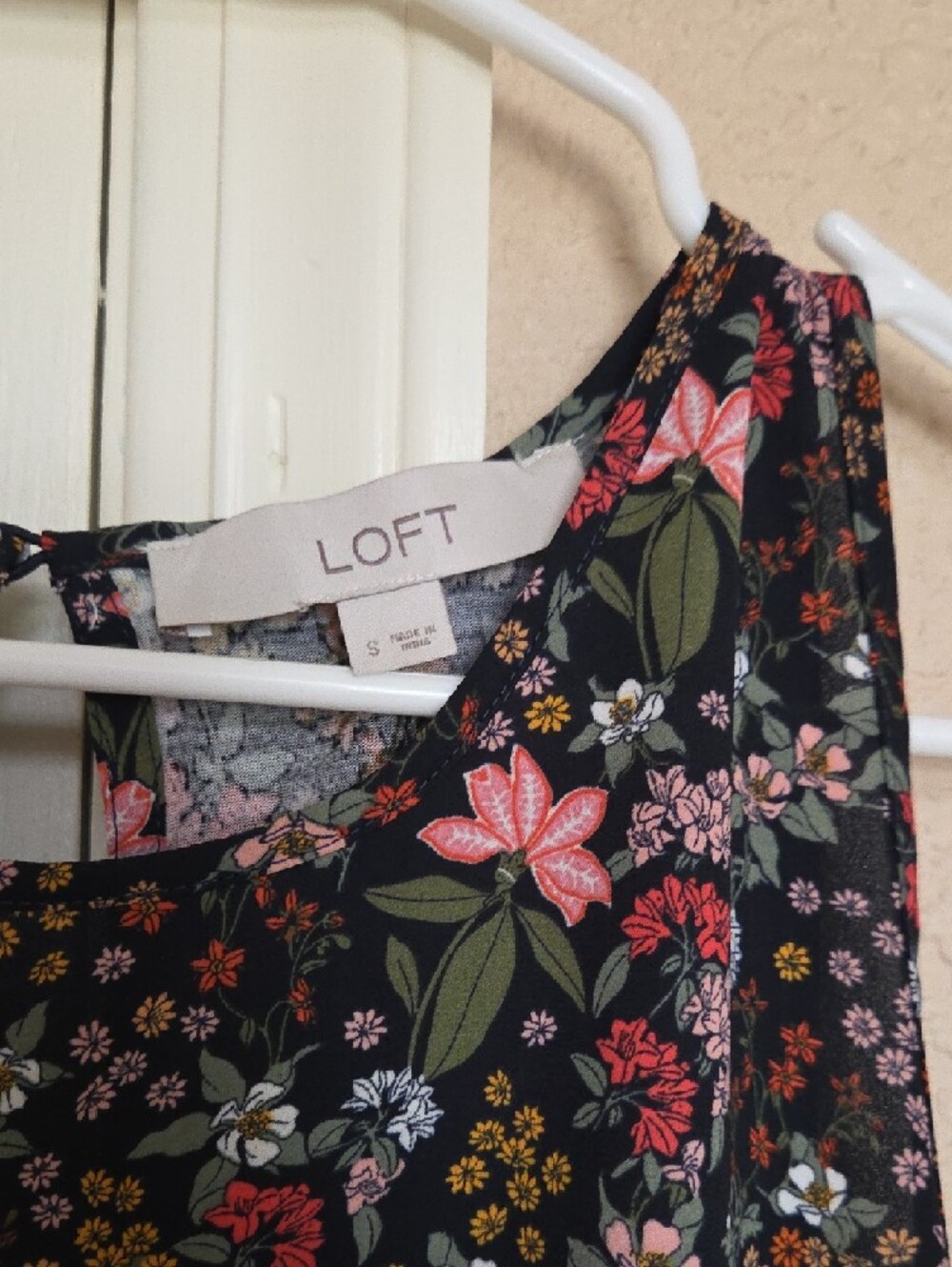 LOFT Dark Blue Floral Tank with Pink and Yellow Blooms - Picture 2 of 9